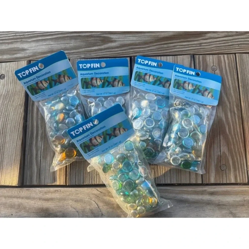 TopFin Blue Mixed Glass Decor 12 oz 5 Pack